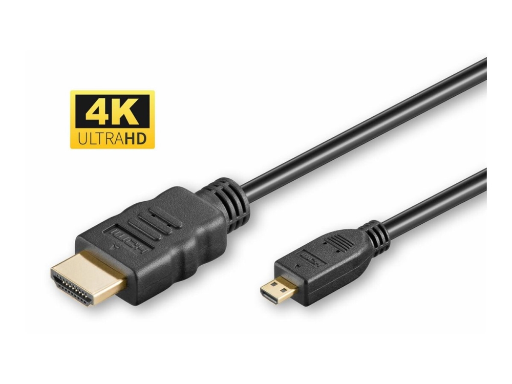Microconnect - High Speed - Hdmi-Kabel Med Ethernet - 19 Pin Micro Hdmi Type D Han Til Hdmi Han - 2 M - Sort - 4K Support