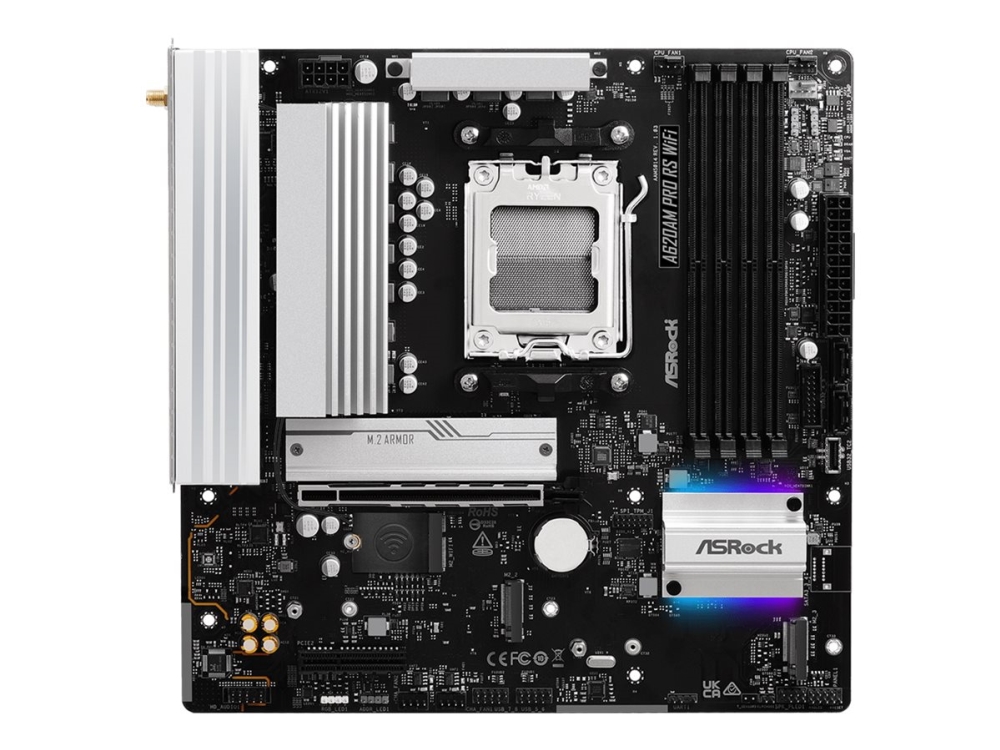 ASRock A620AM PRO RS WIFI - Moderkort - micro ATX - Socket AM5 - AMD A620A Chipuppsättning - USB 3.2 Gen 1, USB-C 3.2 Gen 1 - 2.5 Gigabit LAN, Wi-Fi 6E, Bluetooth - inbyggda grafiken (CPU krävs) - HD-ljud (8 kanaler) | Datorkomponenter - Moderkort - Alla Moderkort | GameStuff