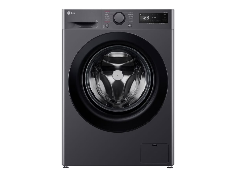 LG F2WR508SBM - Vaskemaskine - bredde: 60 cm - dybde: 53.5 cm - højde: 85 cm - frontbetjening - 8 kg - 1200 rpm - antracit