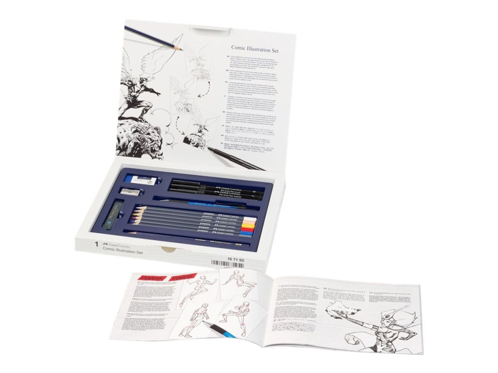Faber-Castell Creative Studio Comic Illustration set The Famazings - Brush pen, fineliner, mechanical pencil, colored pencil and pencil set - 15 delar | Skrivredskap - Blyertspennor & pencils - Stiftpennor | GameStuff