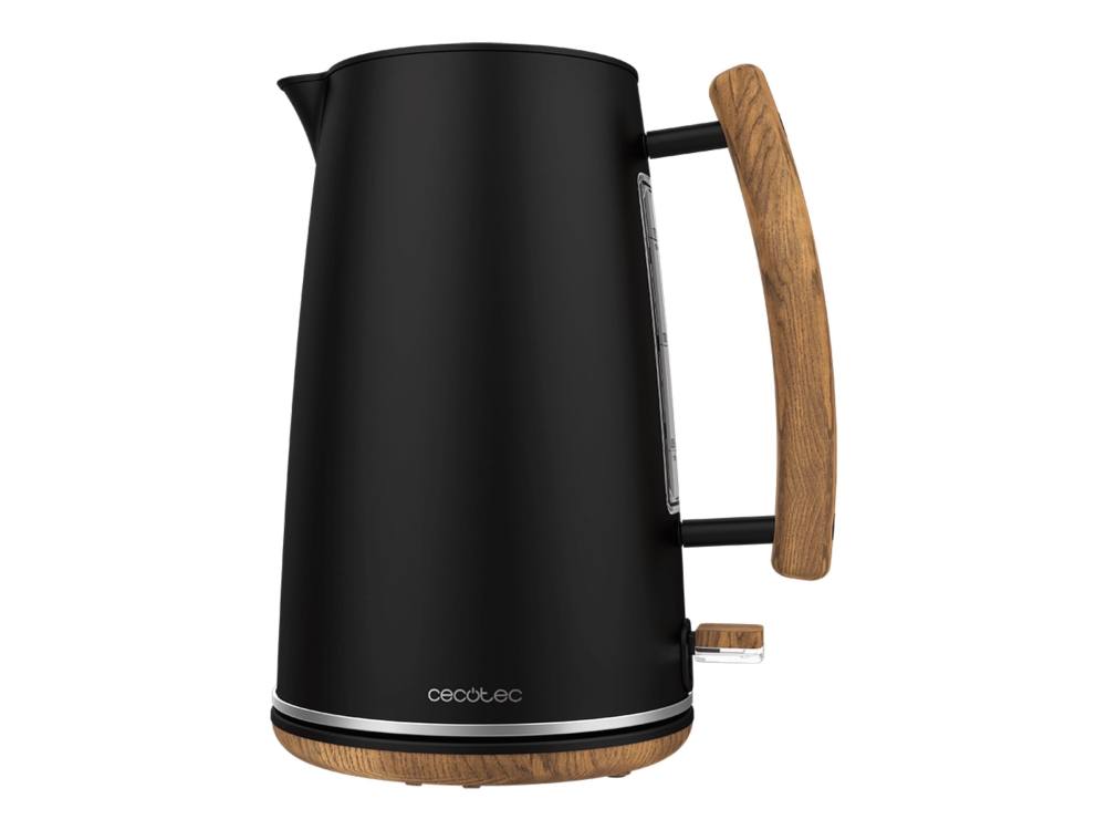 Cecotec 01479, 1,7 L, 3000 W, Schwarz, Holz, Edelstahl, Holz, Wasserstandsanzeige, Drahtlos