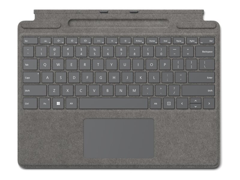 Microsoft Surface Pro Signature Keyboard - Tastatur - med accelerometer, touchpad, Surface Slim Pen 2 opbevaring og opladningsbakke - QWERTY - engelsk - platinum - med Slim Pen 2 - for Surface Pro 10 for Business, Pro 9, Pro 9 for Business