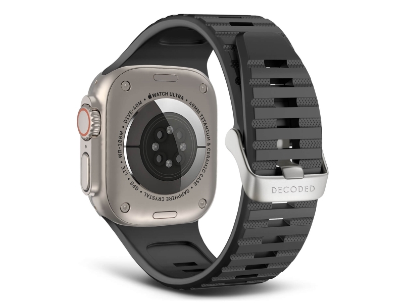 Decoded Ultra Traction Strap, Rem, Smartwatch, Sort, Apple, Apple Watch Ultra, Silikone