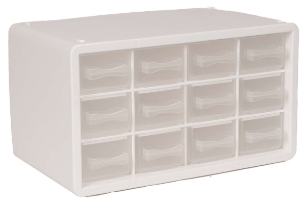 Raaco - Sortimentsboks Med 12 Skuffer - 14,2x24,8x14,9 Cm - Hvid