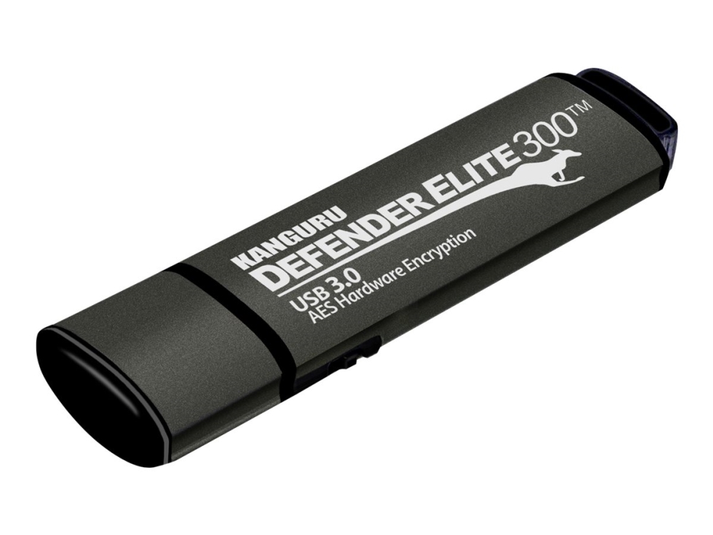 Kanguru Encrypted Defender Elite300 - Usb Flashdrive - Krypteret - 16 Gb - Usb 3.2 Gen 1 - Fips 140-2 Level 2 - Sort - Taa-Kompatibel