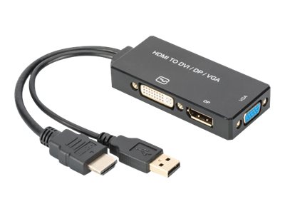 Hdmi Til Displayport, Dvi, Vga, Adapter. 0,2M Sort., Usb
