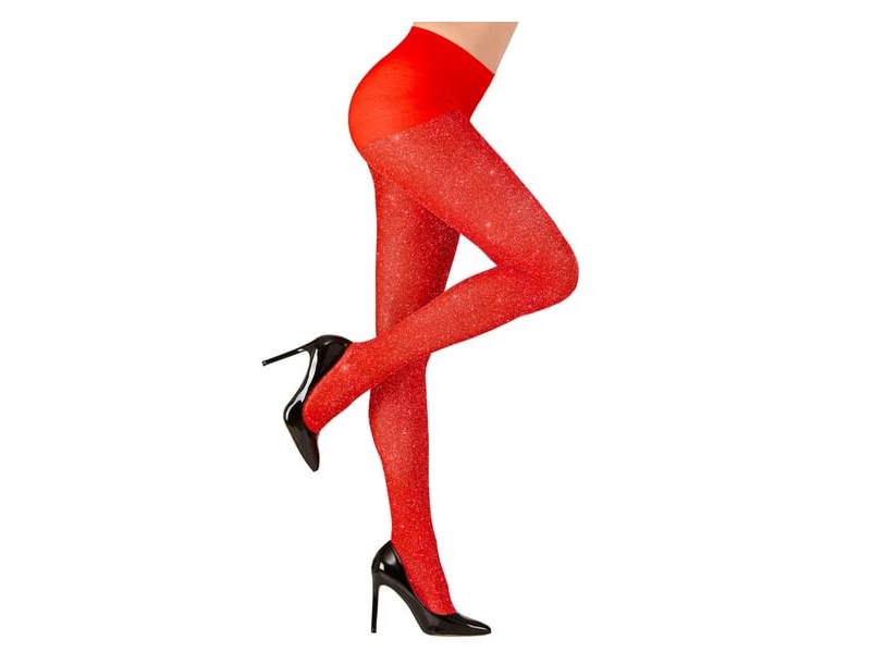 Rote Strumpfhose Mit Glitzer, Xl