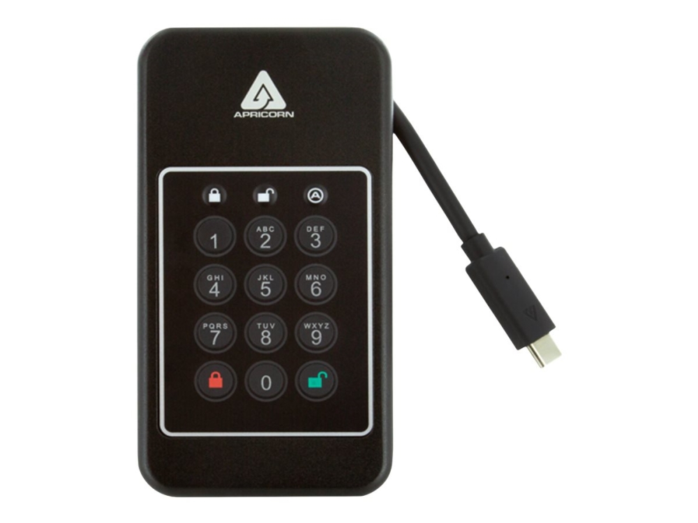 Apricorn Aegis NVX - SSD - krypteret - 2 TB - ekstern (bærbar) - NVMe - USB 3.2 Gen 2 (USB-C stikforbindelse) - 256-bit AES-XTS - TAA-kompatibel