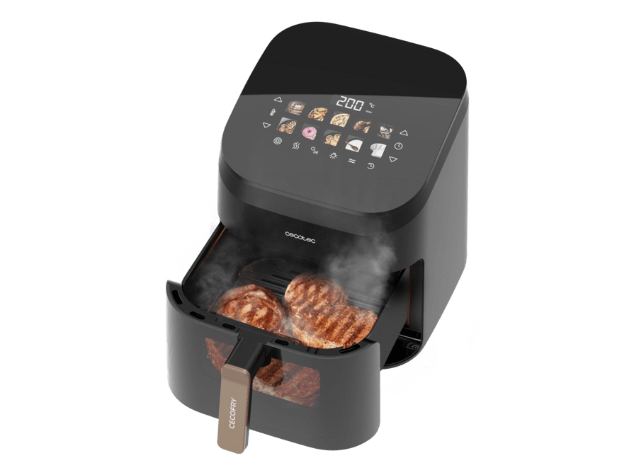 Cecotec Cecofry&Grill Smokin'' 6500, Varmluftsteger, 6,5 L, 40 °C, 200 °C, Enkelt, Sort, Brun