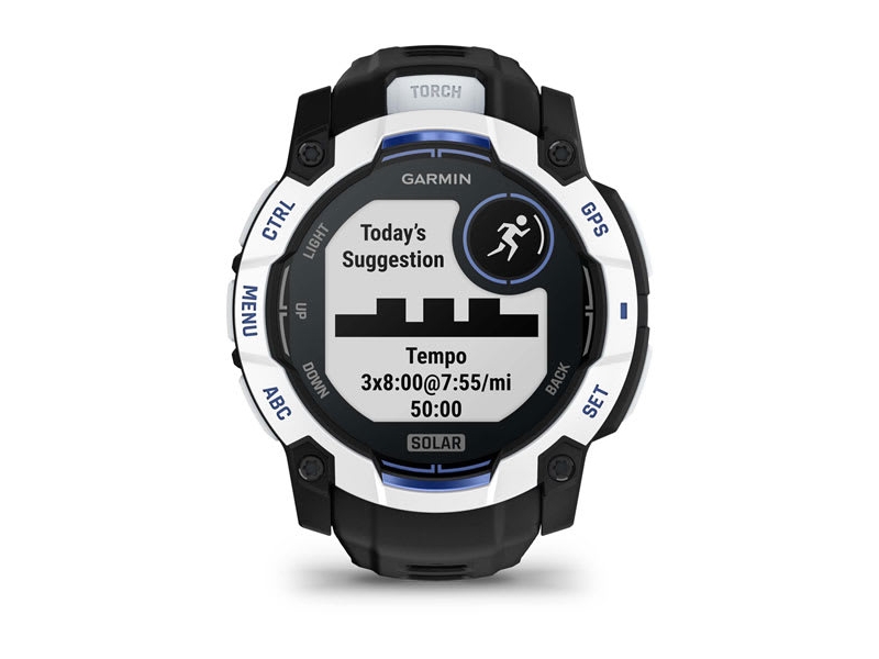 Garmin Instinct 3,05 cm (1.2") AMOLED 45 mm Digital 390 x 390 pixel Berøringsskærm Sort, Hvid GPS (satellit)