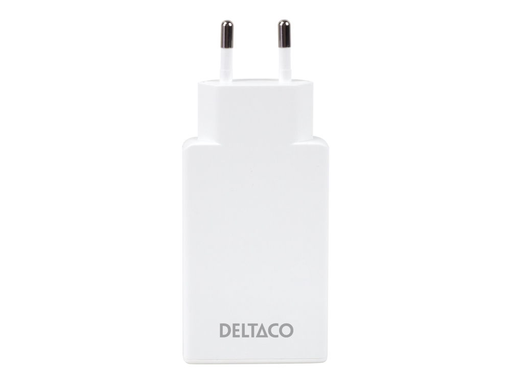 Deltaco USB-C väggladdare 67 W, 2x USB-C PD, smal, tot 67 W, vit, Inomhus, AC, Vit | Tele & GPS - Batteri & Laddare - Laddare | GameStuff
