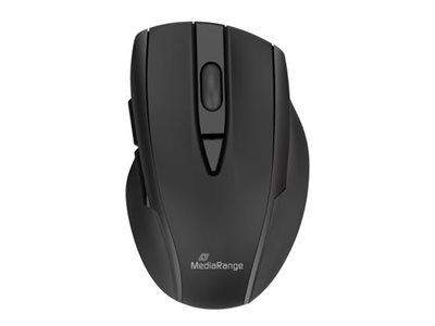 Mediarange Mros217 - Mus - Ergonomisk - Højrehåndet - Optisk - 6 Knapper - Trådløs - Bluetooth 5.0 - Trådløs Modtager (Usb) - Sort