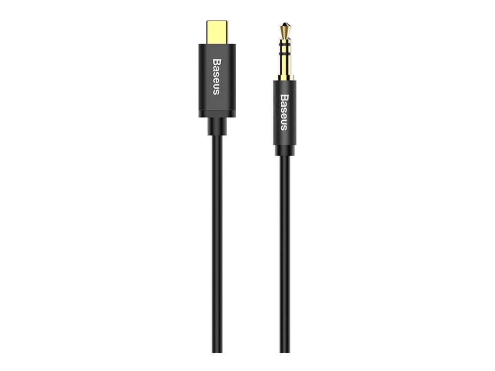 Baseus Yiven M01 - Usb-C Til Hovedtelefon Jackstikadapter - 24 Pin Usb-C Han Til Mini-Phone Stereo 3.5 Mm Han - 1.2 M - Sort