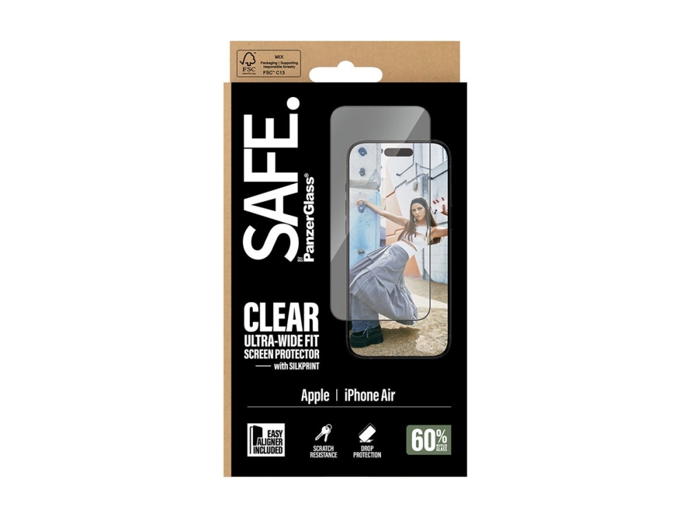 Panzerglass Safe. By Screen Protector W. Black Frame Iphone Air | Ultra-Wide Fit W. Easyaligner, Apple, Apple - Iphone Air, Dry Application, Scratc