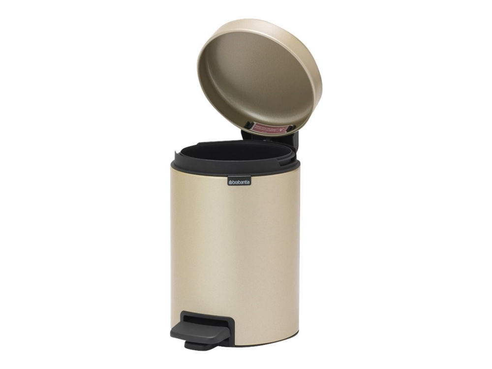 Brabantia Newicon Treteimer 3 Liter, 3 L, Rund, Champagner, Terrasse, 16,8 Cm, 168 Mm