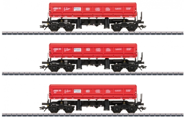 Märklin Type Fas Side Dump Car Set, Ladvogns Model, Monteringssæt, Ho (1:87), 3 Db Schenker Rail Polska S.A. Type Fas Four-Axle Side Dump Cars, With