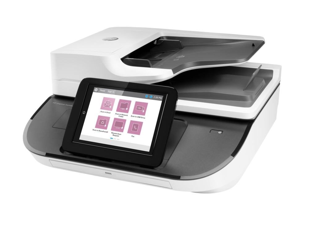 HP Flow 8500 fn2, Taso- ja ADF-skanneri, CSV, HTML, JPG, OCR, PDF, RTF, TIFF, TXT, XPS, 10000 sivua kuukaudessa, 3584 MB, 150 arkkia, AC