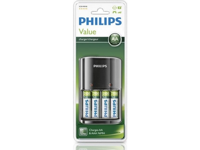 Philips Multilife Batterioplader Scb1490nb/12, Nikkel-Metalhydrid (Nimh), Aa, Aaa, Batterier Inkluderet