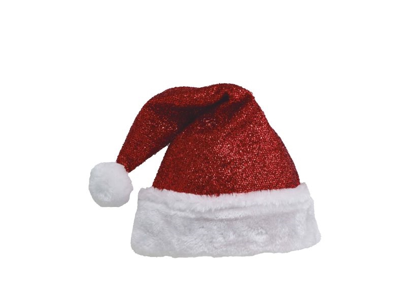 Rote Glitzer-Weihnachtsmannmütze, Kind