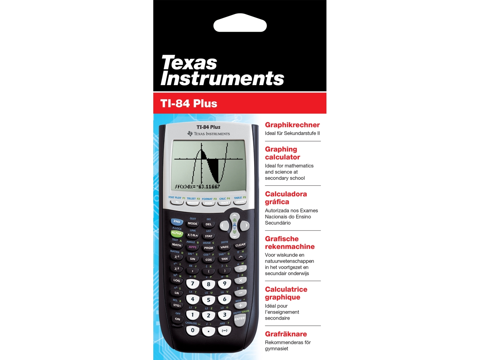 Texas Instruments TI-84 Plus - Grafisk regnemaskine - USB - 10 cifre + 2 eksponenter - batteri, hukommelses-backupbatteri