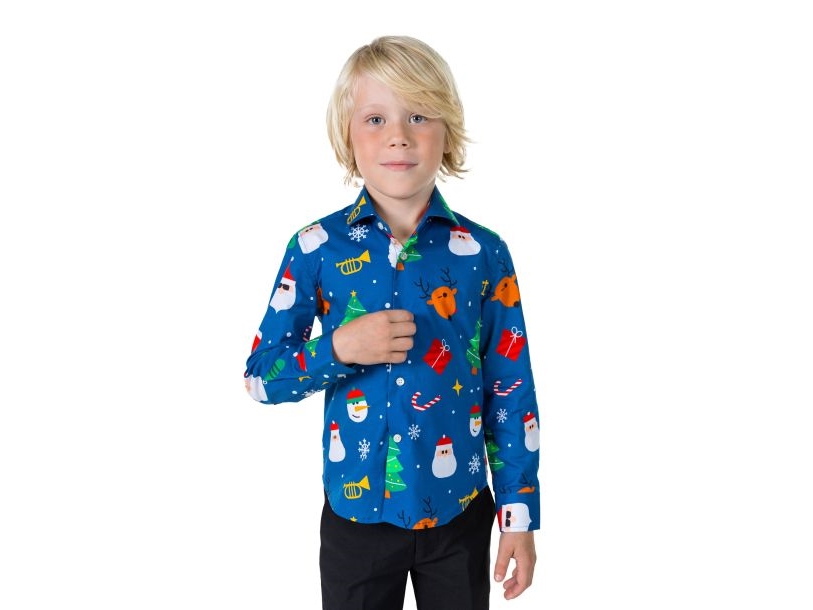 Blaues Weihnachtshemd Für Jungen