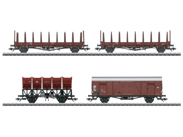 Märklin Freight Car Set, Model Af Godsvogn Til Jernbaner, Monteringssæt, Ho (1:87), Four Different Design German Federal Railroad (Db) Freight Cars,