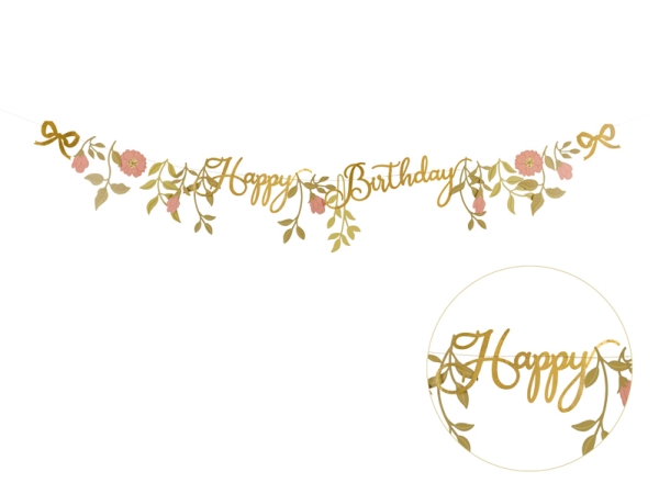 Partydeco Grl127, Bunting Banner, Paper, Rose Gold, 1300 Mm