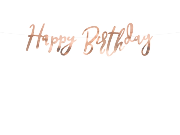 Happy birthday banner, rose gold