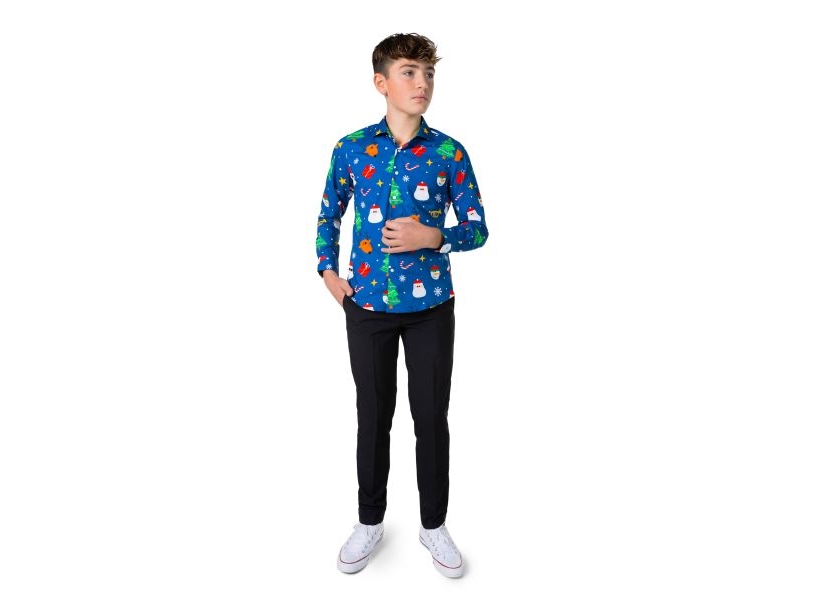 Blå Juleskjorte Til Teens