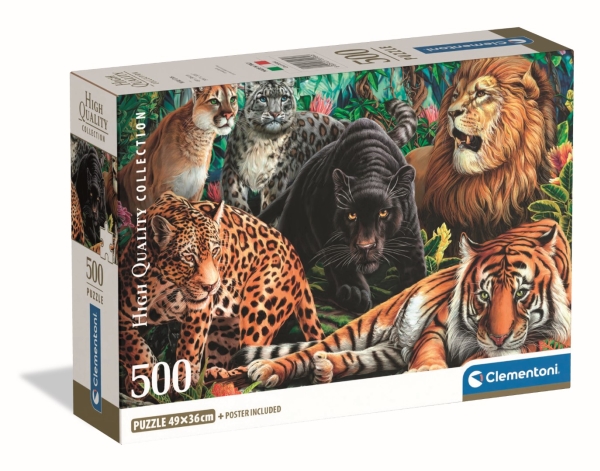 Clementoni Puslespil Hqc Wild Cats Compact Box, 500 Brikker