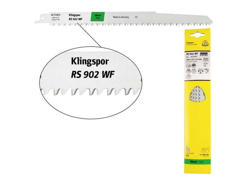 KLINGSPOR sabelsågblad 240x19x1,2mm RS 902 WF /5 st.