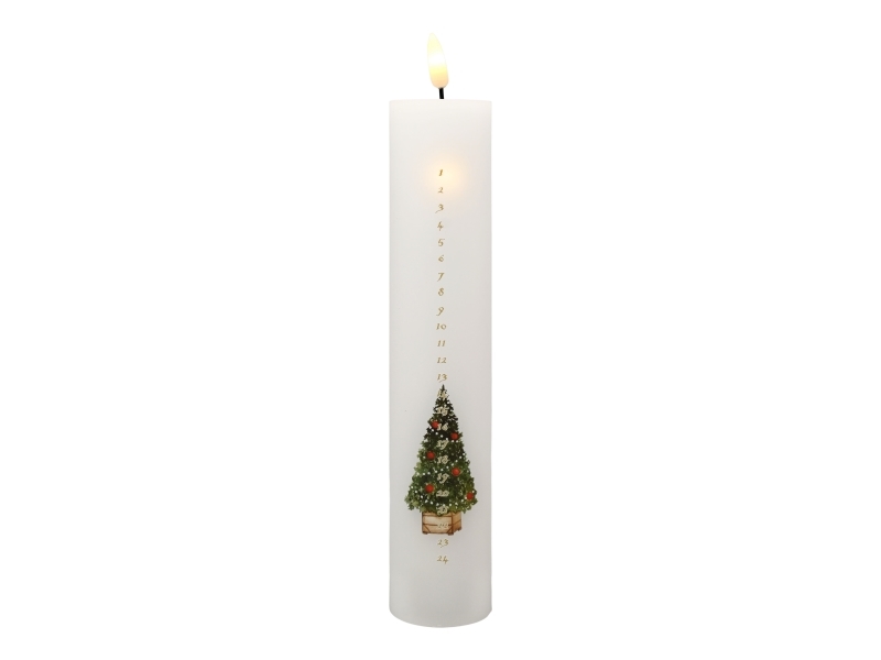 Det Gamle Apotek Kalenderkerze M. Led, H 24.5Cm Dia. 5Cm Magic Christmas