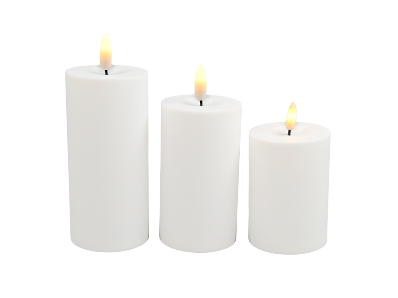 Det Gamle Apotek Led Kerze H10/12.5/15 Cm Dia. 7Cm 6Xaa Excl Ip44, Plast, 3/Colorbox Weiss