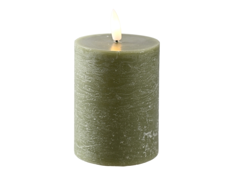 Det Gamle Apotek LED-vaxljus H 10 cm, Ø 7,5 cm, grön, exkl. 2×AA-batteri | N - A | GameStuff
