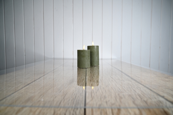Det Gamle Apotek Led Wachs Kerze, H 12,5Cm, Dia. 7,5Cm, Grün, Exkl. 2Xaa Batterien