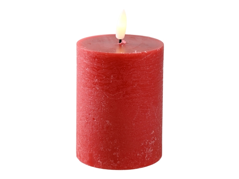 Det Gamle Apotek Led vokslys, h 10cm, dia. 7,5cm, rød, ekskl. 2xaa batteri
