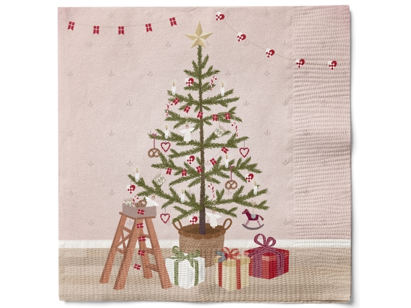 Det Gamle Apotek Servietter, h 33cm, b 33cm, 20/pkk/pkk, pink, christmas holidays