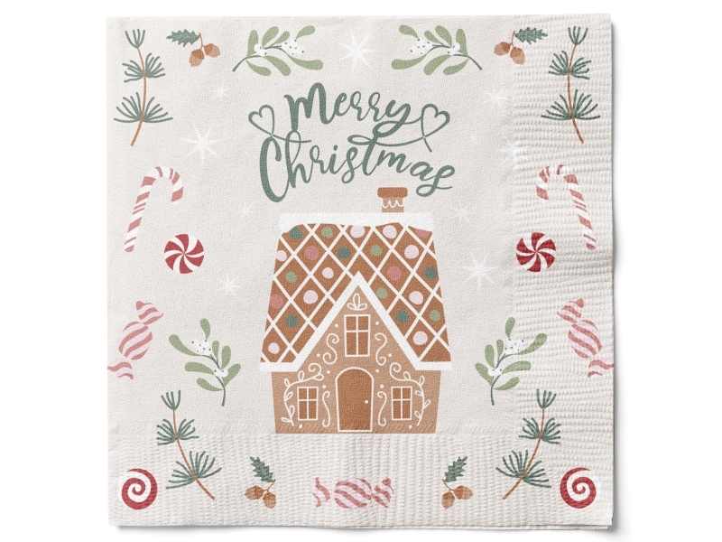 Det Gamle Apotek Servietter, h 33cm, b 33cm, 20/pkk, hvid, christmas ginger