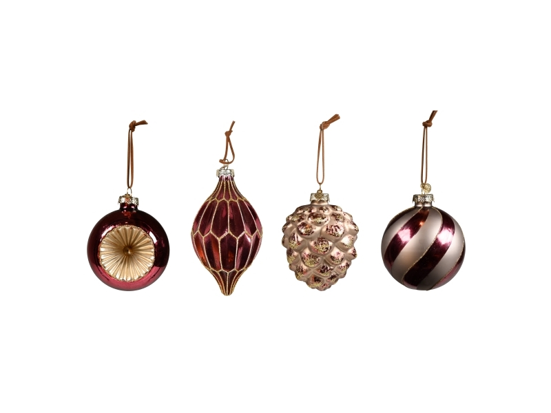Det Gamle Apotek Mascha Vang Collection, Weihnachtsbaumaufhänger, Glas, H5-15Cm, Dia 8Cm, 4/Boks