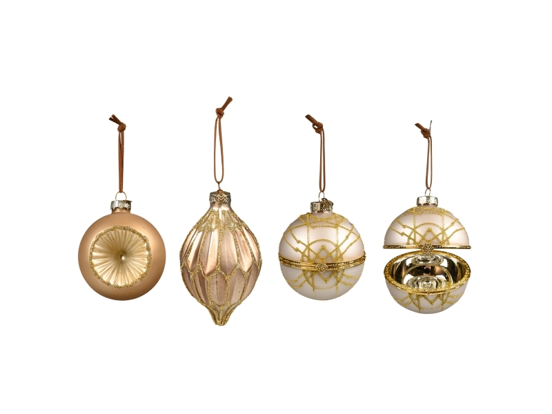 Det Gamle Apotek Mascha Vang Collection, Weihnachtsbaumaufhänger, Glas, H8-15Cm, Dia 8Cm, 3/Boks