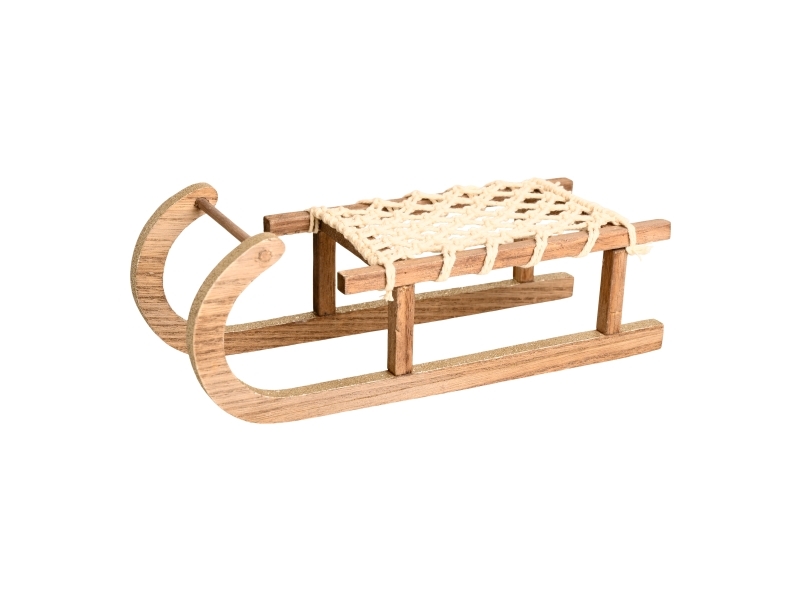 Det Gamle Apotek Släde för dekoration, h 9,5cm, b 25cm, d 9cm, 1/färgbox, natur | N - A | GameStuff