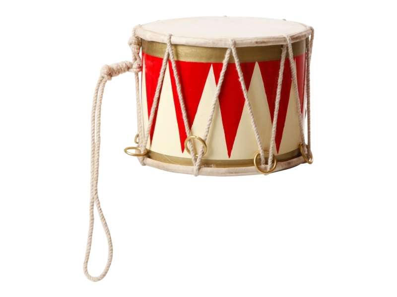 Det Gamle Apotek Tromme til ophæng, h 7,5cm, dia. 13,5cm, rød/hvid/guld