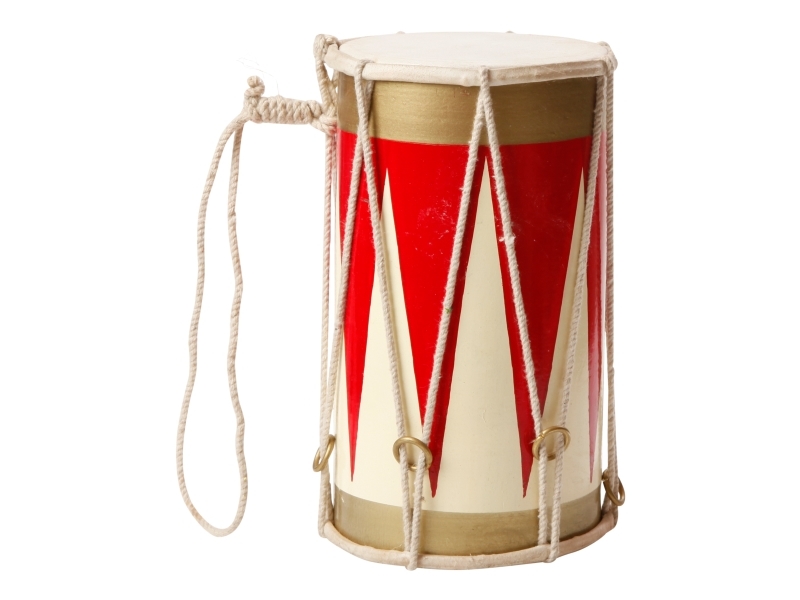 Det Gamle Apotek trumma för upphängning, h 20 cm, dia. 12 cm, röd/vit/guld | Julen - För julgranen - Konstgjorda julgranar | GameStuff