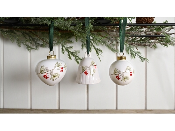 Det Gamle Apotek Weiße Weihnachtskugeln, H 7Cm, Dia. 6Cm, 3/Colorbox, Weiss, Dansk Jul