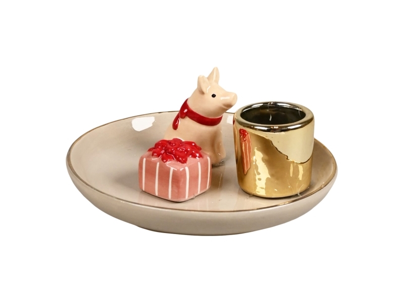 Det Gamle Apotek Lysestage, h 3,5cm, dia. 10cm, 1/colorbox, nordic pixie, guld