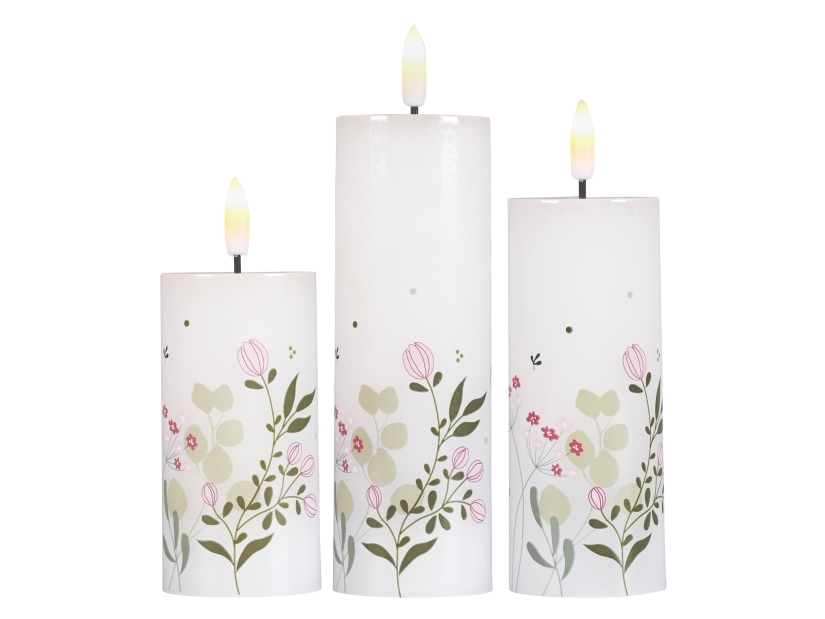 Det Gamle Apotek LED-ljus, h 15 cm, diam. 5 cm, 3/förp., vit | N - A | GameStuff