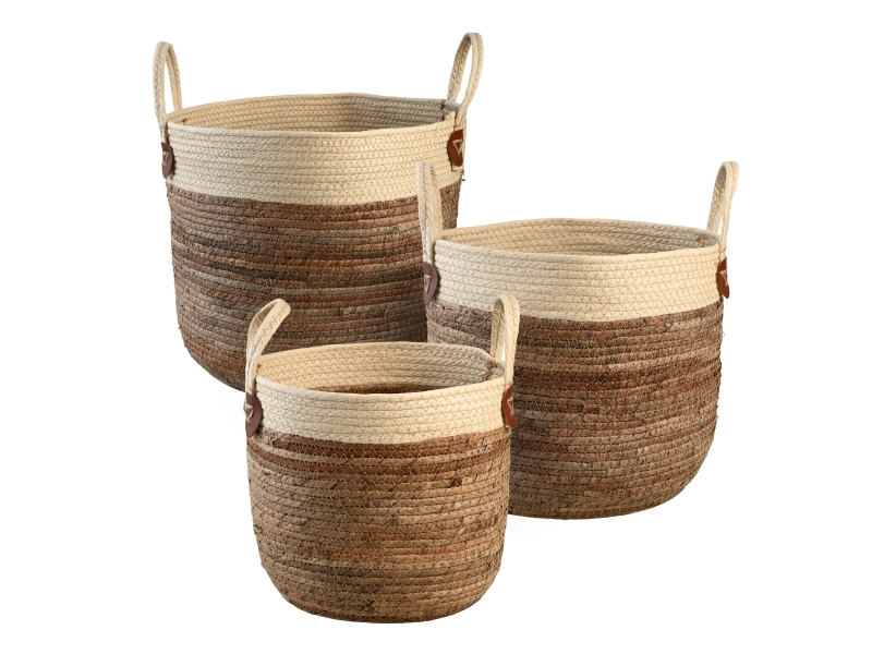Det Gamle Apotek Kurveset, h 48/39/33cm, dia. 36/31/27cm, 3/sæt, natur