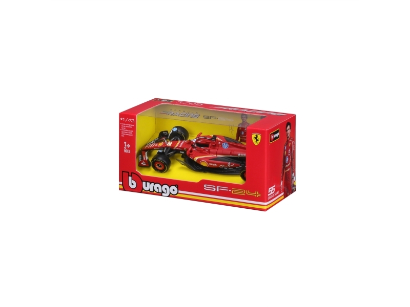 BBURAGO 36844L, Sportsbil model, Formonterede, 1:43, Ferrari SF-24 #16 Leclerc, Dreng/Pige, Metal, Plast