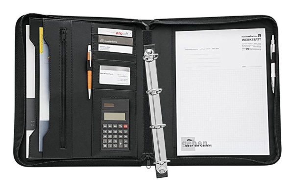 Wedo 58 1101, Läder, Svart, A4, Visitkort, Dragkedjeficka, 285 mm, 55 mm | Arkivering - Elastikmappar & Chartekker - Övriga | GameStuff