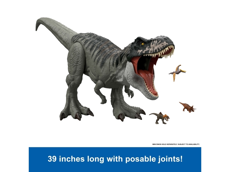 Jurassic World Rebirth Super Colossal Tyrannosaurus Rex-actionfigur, T-rex-dinosaurlegetøj, filmlegetøj, 4 År, Flerfarvet, Plast